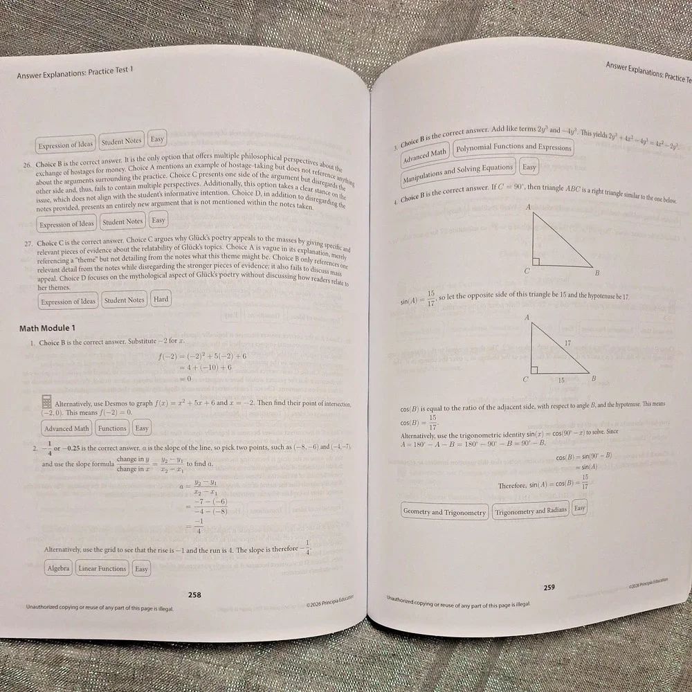Principia Education Digital SAT Prep 2026 Edition Four Full Practice Tests Paper
